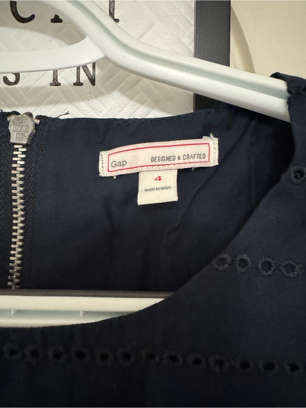 GAP Navy Eyelet Back-Zip Top